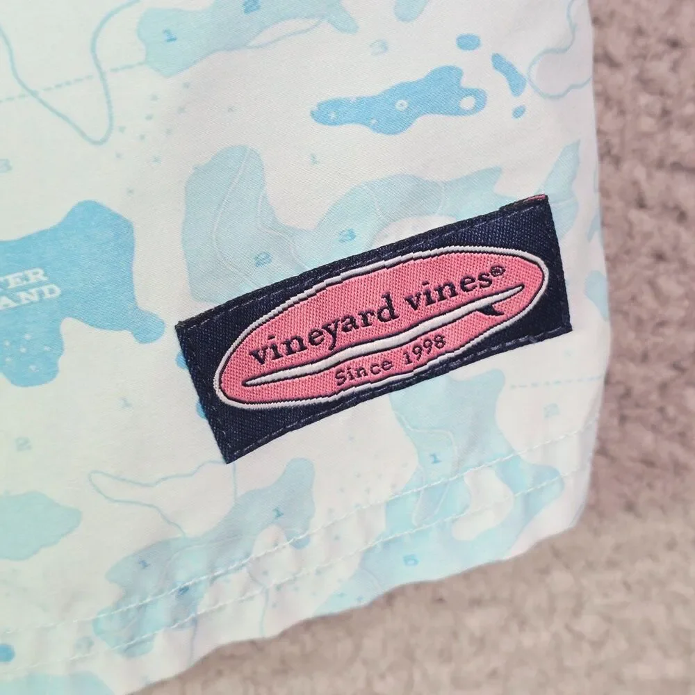 Vineyard Vines Swim Trunks Blue White XL Nautical Sailboat Chappy Preppy